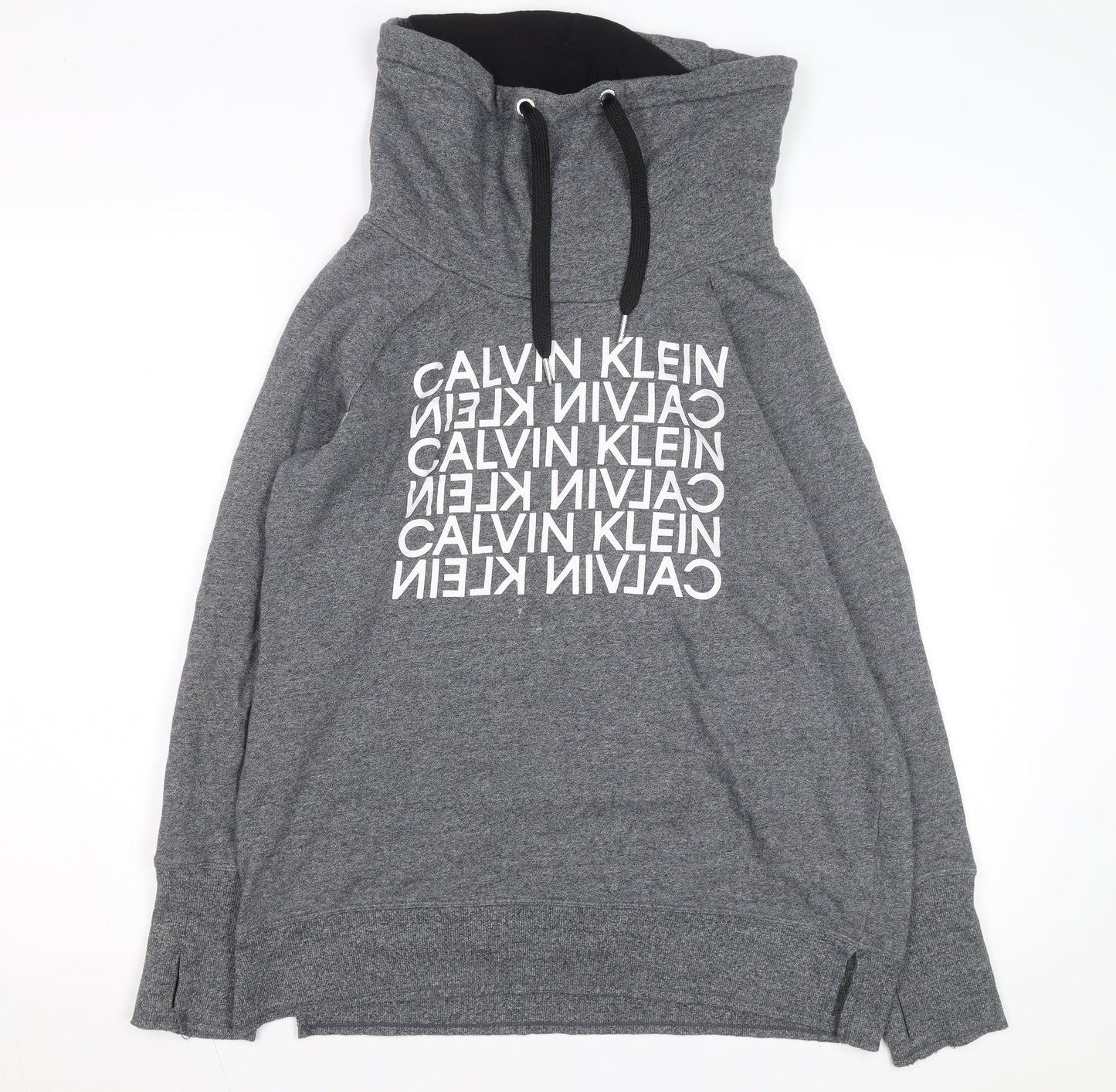 Calvin Klein Men’s Grey Pullover Hoodie L High Neck Performance Logo