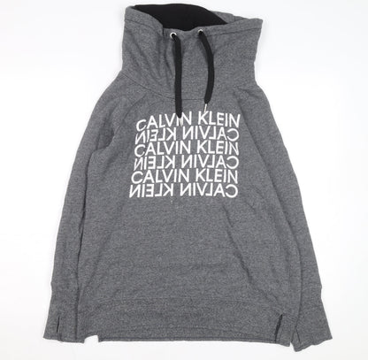 Calvin Klein Men’s Grey Pullover Hoodie L High Neck Performance Logo