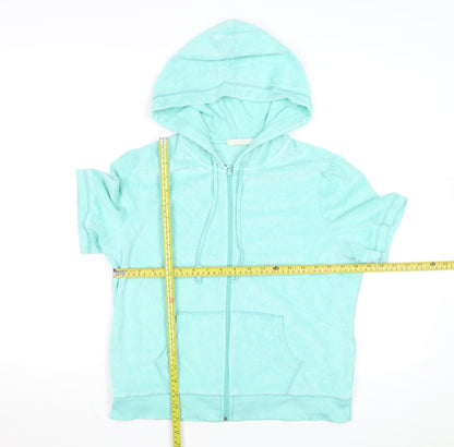 Marks and Spencer Women’s Blue Short Sleeve Full Zip Hoodie UK 12