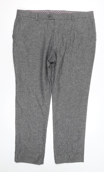 Next Men’s Grey Regular Fit Dress Pants Trousers 36R