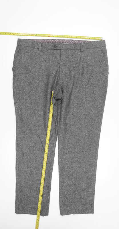 Next Men’s Grey Regular Fit Dress Pants Trousers 36R