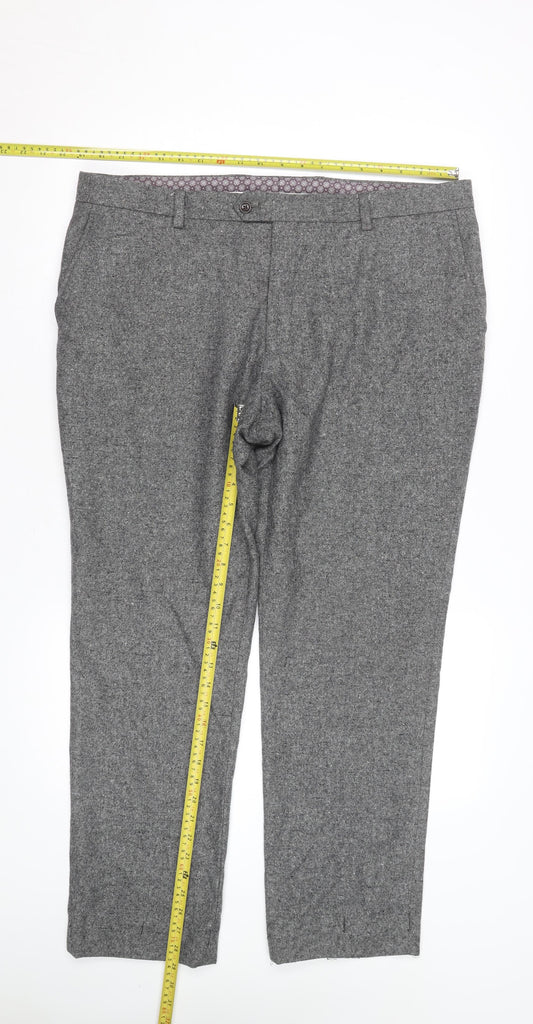 Next Men’s Grey Regular Fit Dress Pants Trousers 36R