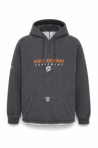 Reebok Men’s Grey Miami Dolphins Pullover Hoodie Size L Sports NFL