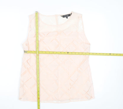 Principles by Ben de Lisi Women's Beige Sleeveless Geometric Blouse Size 16