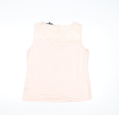Principles by Ben de Lisi Women's Beige Sleeveless Geometric Blouse Size 16