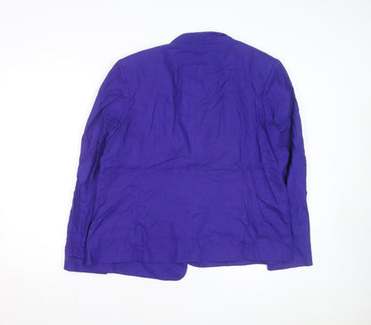 Marks and Spencer Women's Purple Linen Blend Shawl Blazer Size 20
