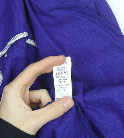 Marks and Spencer Women's Purple Linen Blend Shawl Blazer Size 20