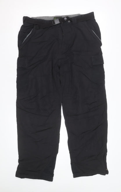 Marks and Spencer Men's Black Cargo Trousers 34W 31L Belted Lightweight