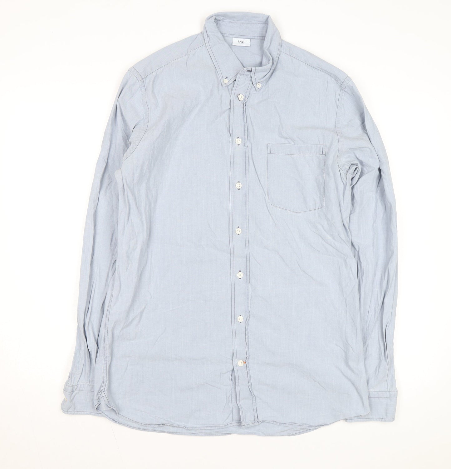 Spoke Men's Blue Slim Fit Long Sleeve Cotton Button-Up Shirt