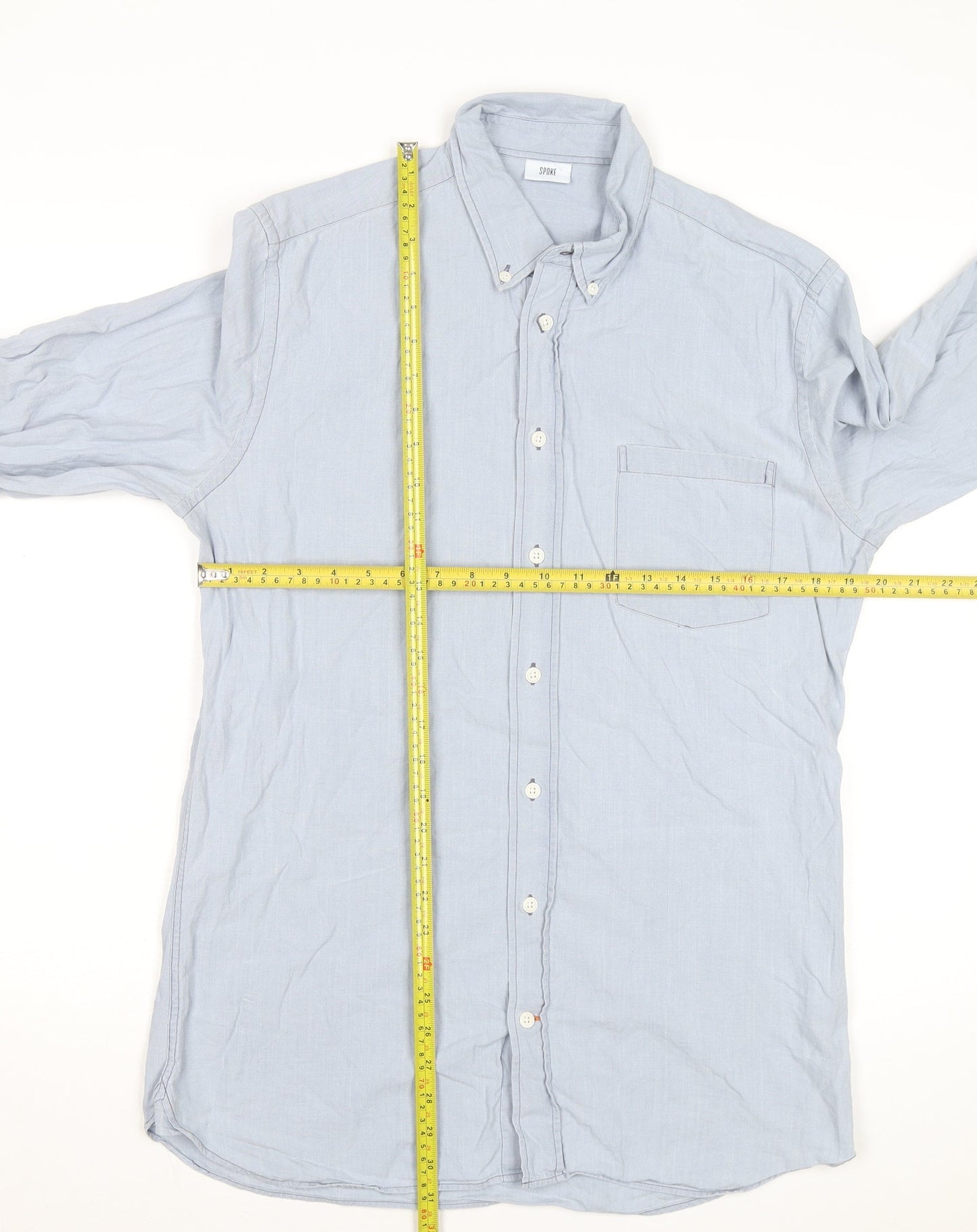 Spoke Men's Blue Slim Fit Long Sleeve Cotton Button-Up Shirt