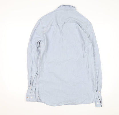 Spoke Men's Blue Slim Fit Long Sleeve Cotton Button-Up Shirt
