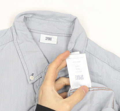 Spoke Men's Blue Slim Fit Long Sleeve Cotton Button-Up Shirt