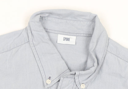 Spoke Men's Blue Slim Fit Long Sleeve Cotton Button-Up Shirt