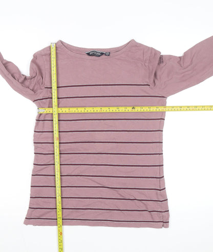 Regatta Women Pink Striped Long Sleeve Cotton Top UK 10