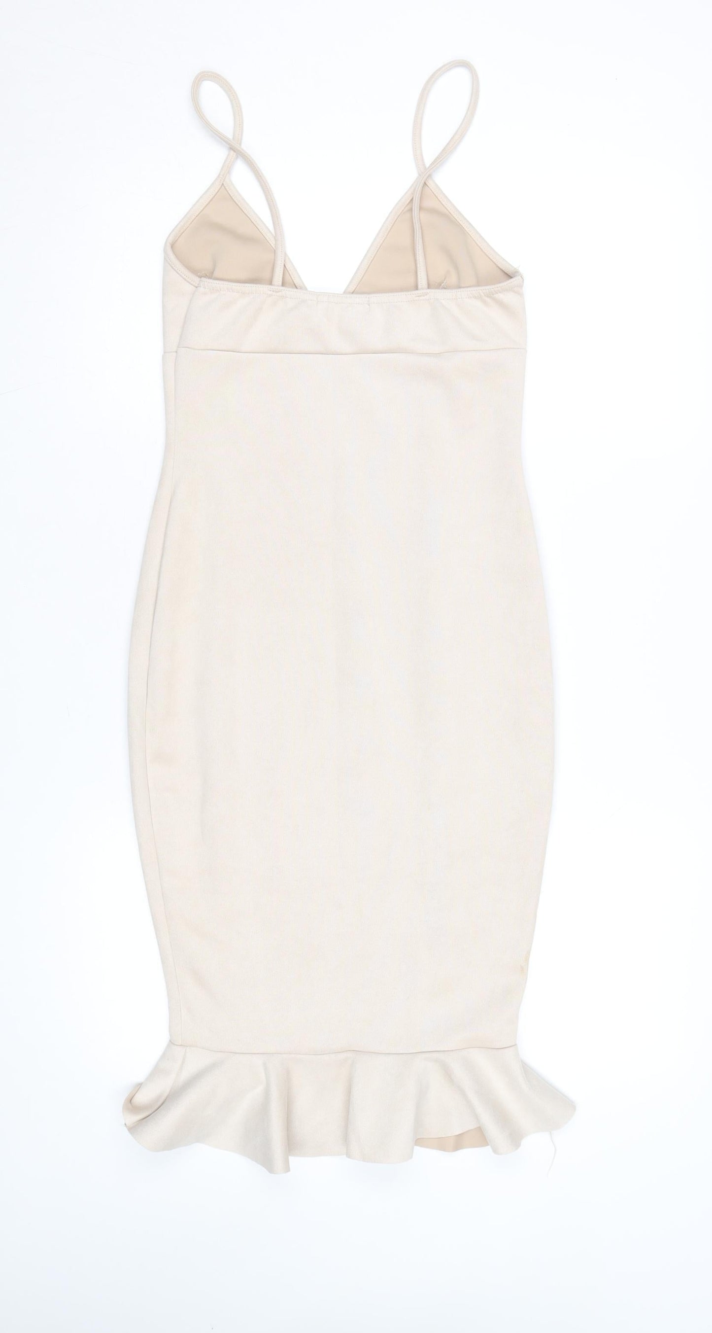 In The Style Women Beige Bodycon Knee Length Dress Size 8
