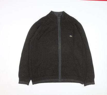 Lacoste Men’s Black Wool Full Zip High Neck Jumper 2XL