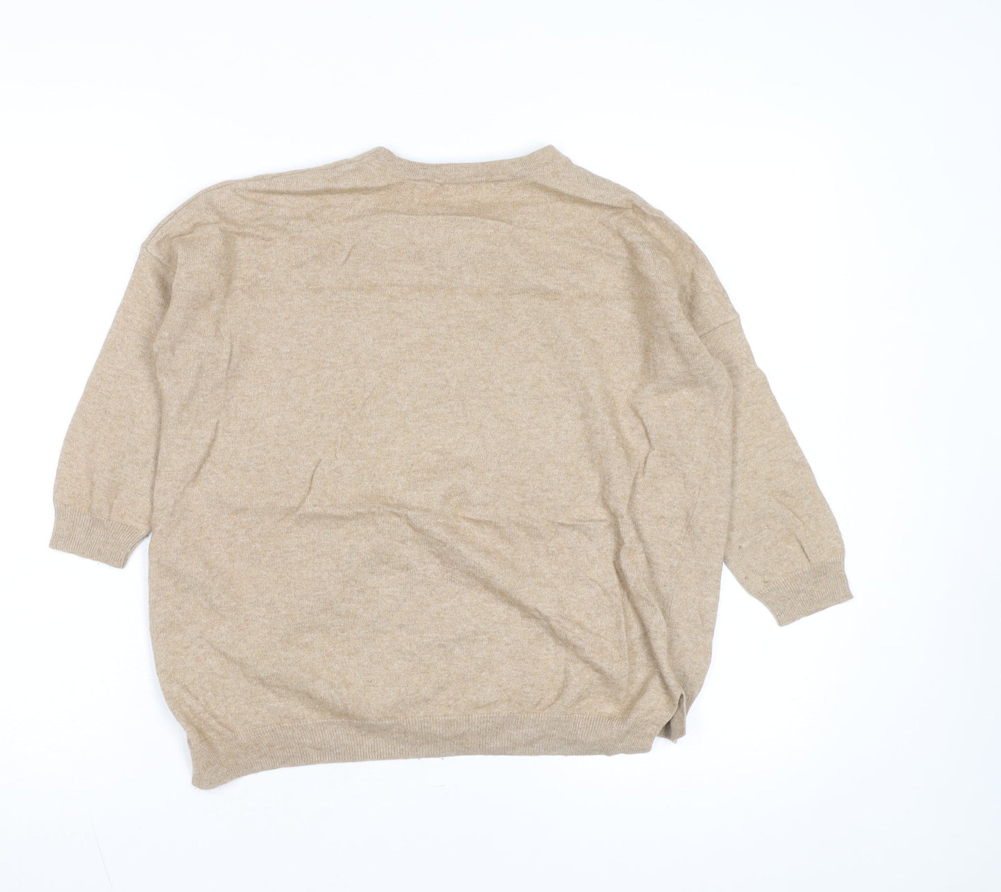 Great Plains Women's Beige Wool Cashmere 3/4 Sleeve Knit Sweater XS