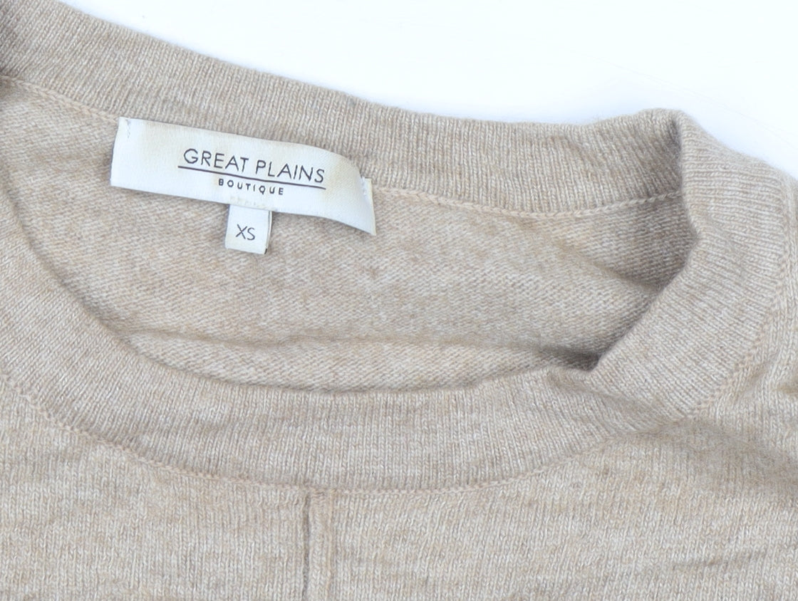 Great Plains Women's Beige Wool Cashmere 3/4 Sleeve Knit Sweater XS