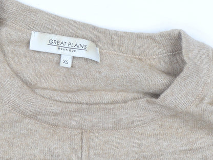 Great Plains Women's Beige Wool Cashmere 3/4 Sleeve Knit Sweater XS