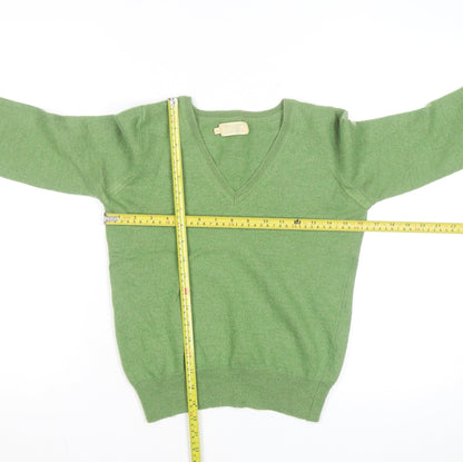 Toast Womens Green V-Neck Cashmere Jumper Size 10
