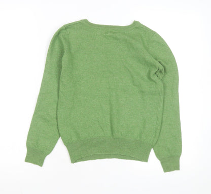 Toast Womens Green V-Neck Cashmere Jumper Size 10