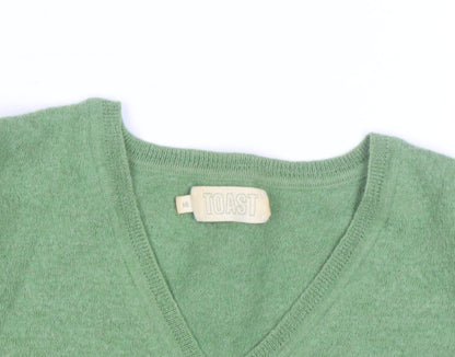 Toast Womens Green V-Neck Cashmere Jumper Size 10