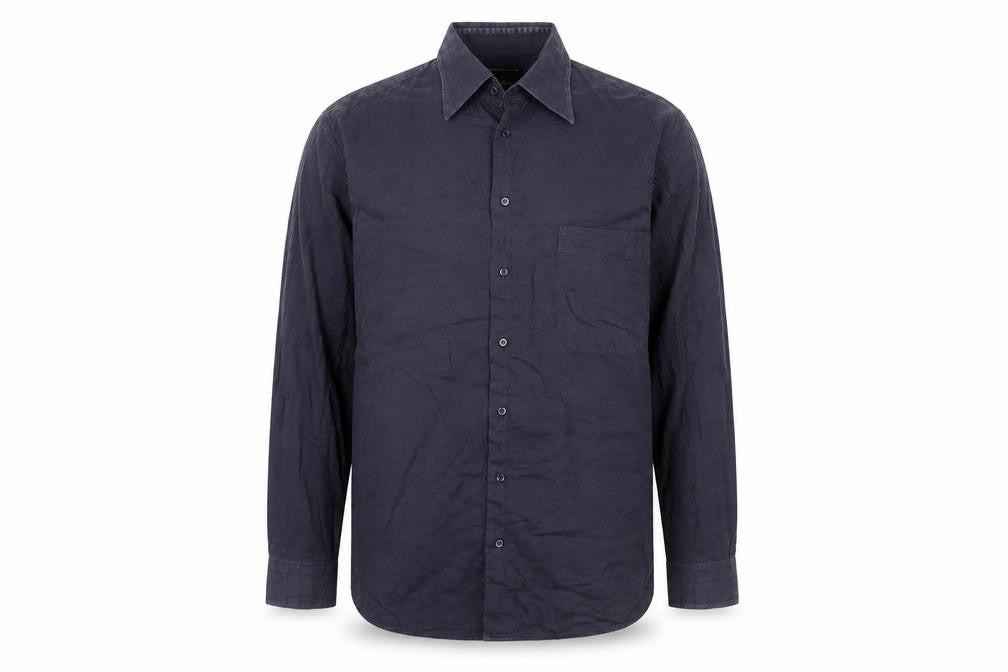 Jack Lipson Signature Men's Blue Geometric Cotton Long Sleeve Shirt L