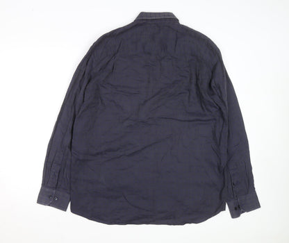 Jack Lipson Signature Men's Blue Geometric Cotton Long Sleeve Shirt L