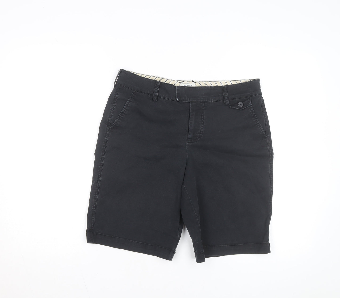 Dockers Womens Black Chino Shorts Size 12 Mid Rise Stretch Twill