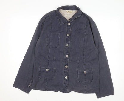 Woolrich Womens Blue Cotton Denim Button Jacket L Casual