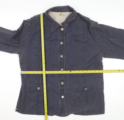 Woolrich Womens Blue Cotton Denim Button Jacket L Casual