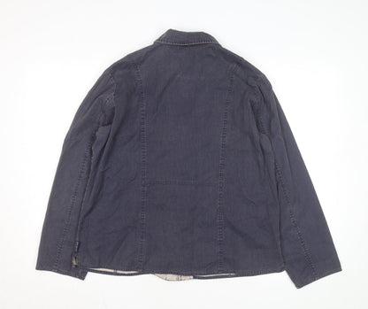 Woolrich Womens Blue Cotton Denim Button Jacket L Casual