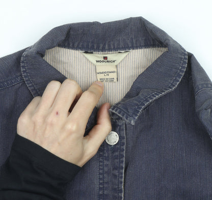 Woolrich Womens Blue Cotton Denim Button Jacket L Casual