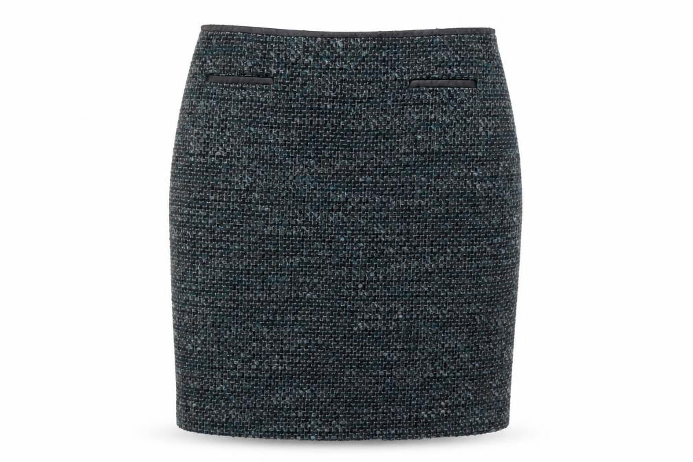Marks and Spencer Women Blue Tweed Knee Length Wool Blend Pencil Skirt Size 16