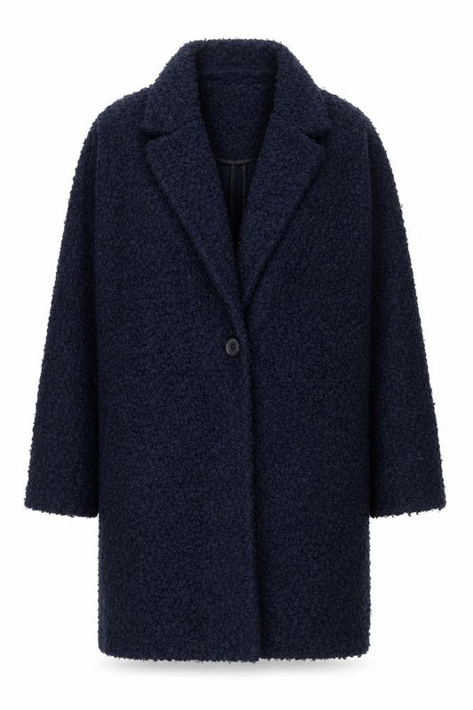 Tu Women Blue Boucle Mid-Length Overcoat Size 8