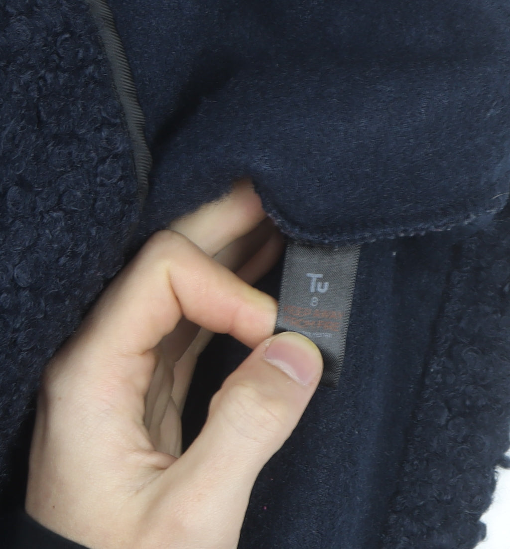 Tu Women Blue Boucle Mid-Length Overcoat Size 8