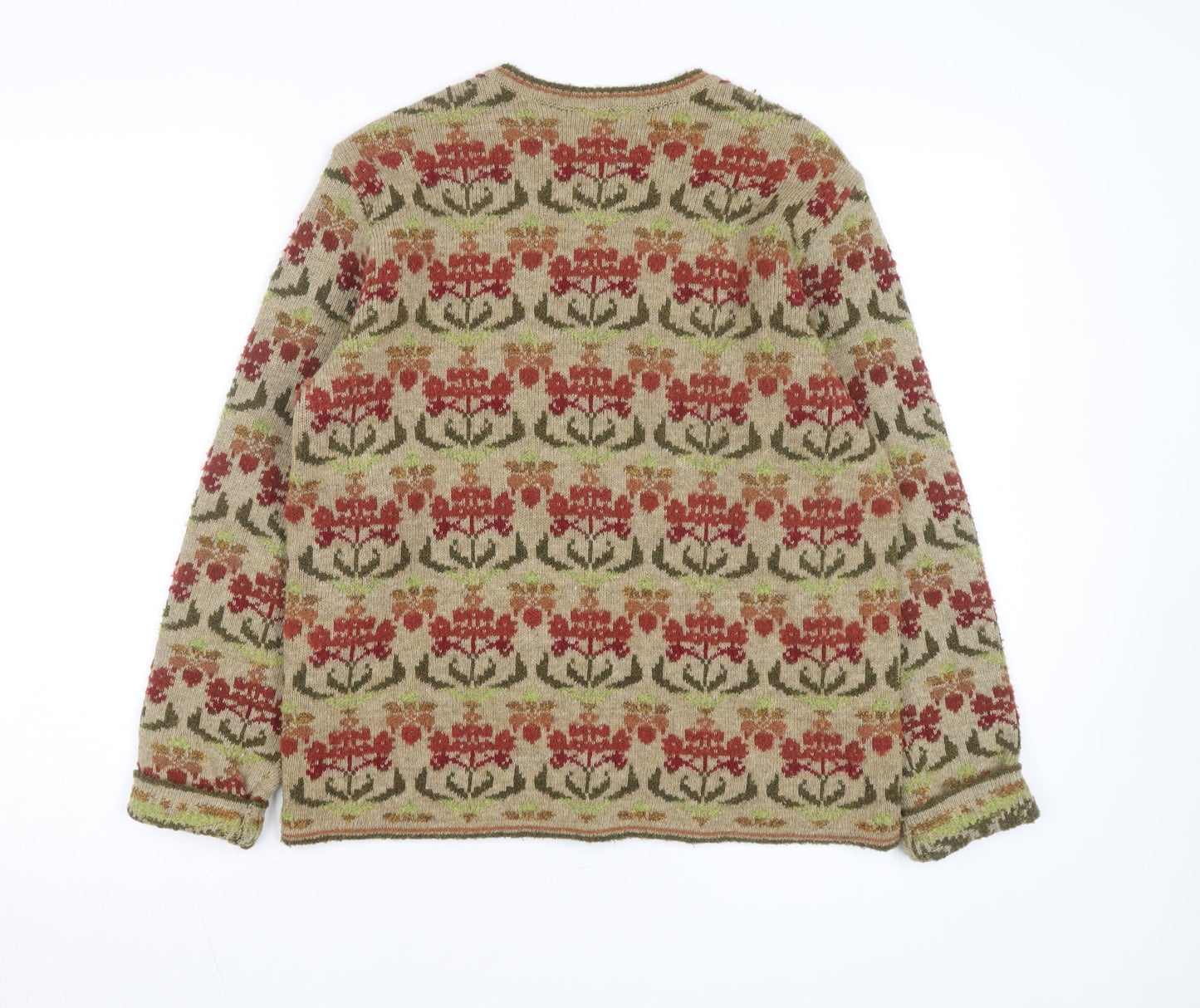 Talbots Women’s Beige Floral Wool Blend Button Cardigan Size M
