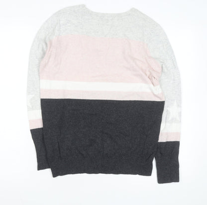 Mint Velvet Women’s Multicoloured Striped Wool Cashmere Pullover Jumper M