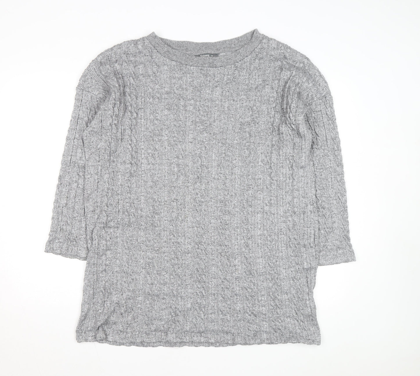 Nutmeg Women Grey Cable-Knit Pullover Jumper Size 16