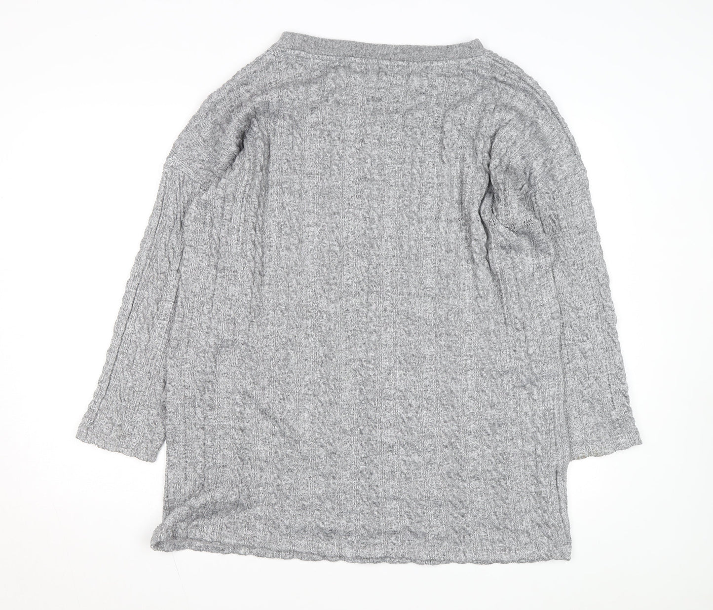 Nutmeg Women Grey Cable-Knit Pullover Jumper Size 16