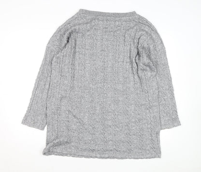 Nutmeg Women Grey Cable-Knit Pullover Jumper Size 16