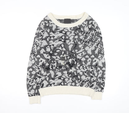 InWear Womens Grey Animal Print Alpaca Wool Blend Jumper M