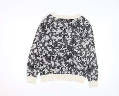 InWear Womens Grey Animal Print Alpaca Wool Blend Jumper M