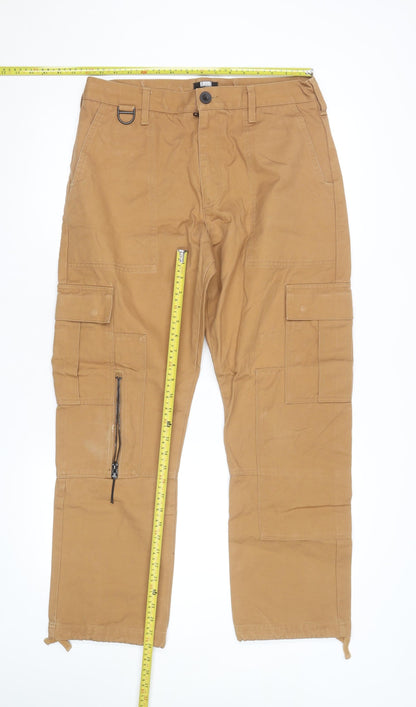 Superdry Men’s Brown Cargo Trousers Size S Straight Fit