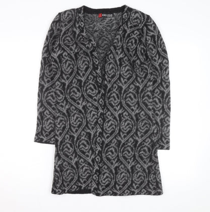 Alpaca Fashion Women's Grey Geometric Long Sleeve Cardigan M