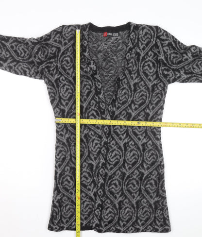 Alpaca Fashion Women's Grey Geometric Long Sleeve Cardigan M