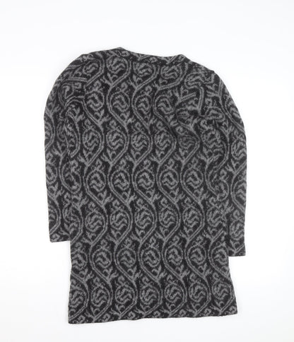 Alpaca Fashion Women's Grey Geometric Long Sleeve Cardigan M