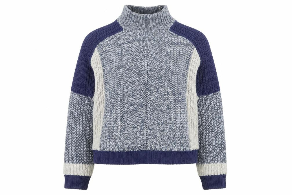 Whistles Women's Blue Chunky High Neck Knit Jumper Size S