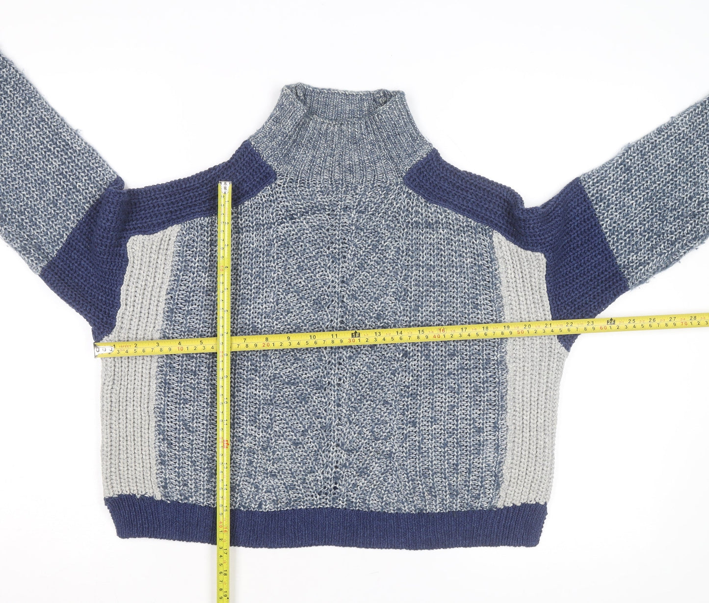 Whistles Women's Blue Chunky High Neck Knit Jumper Size S