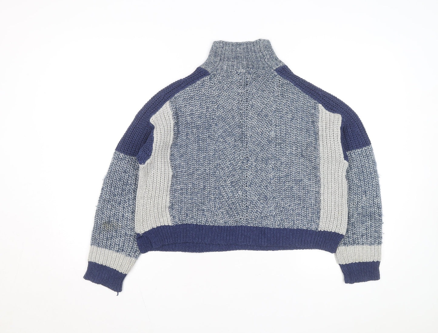 Whistles Women's Blue Chunky High Neck Knit Jumper Size S